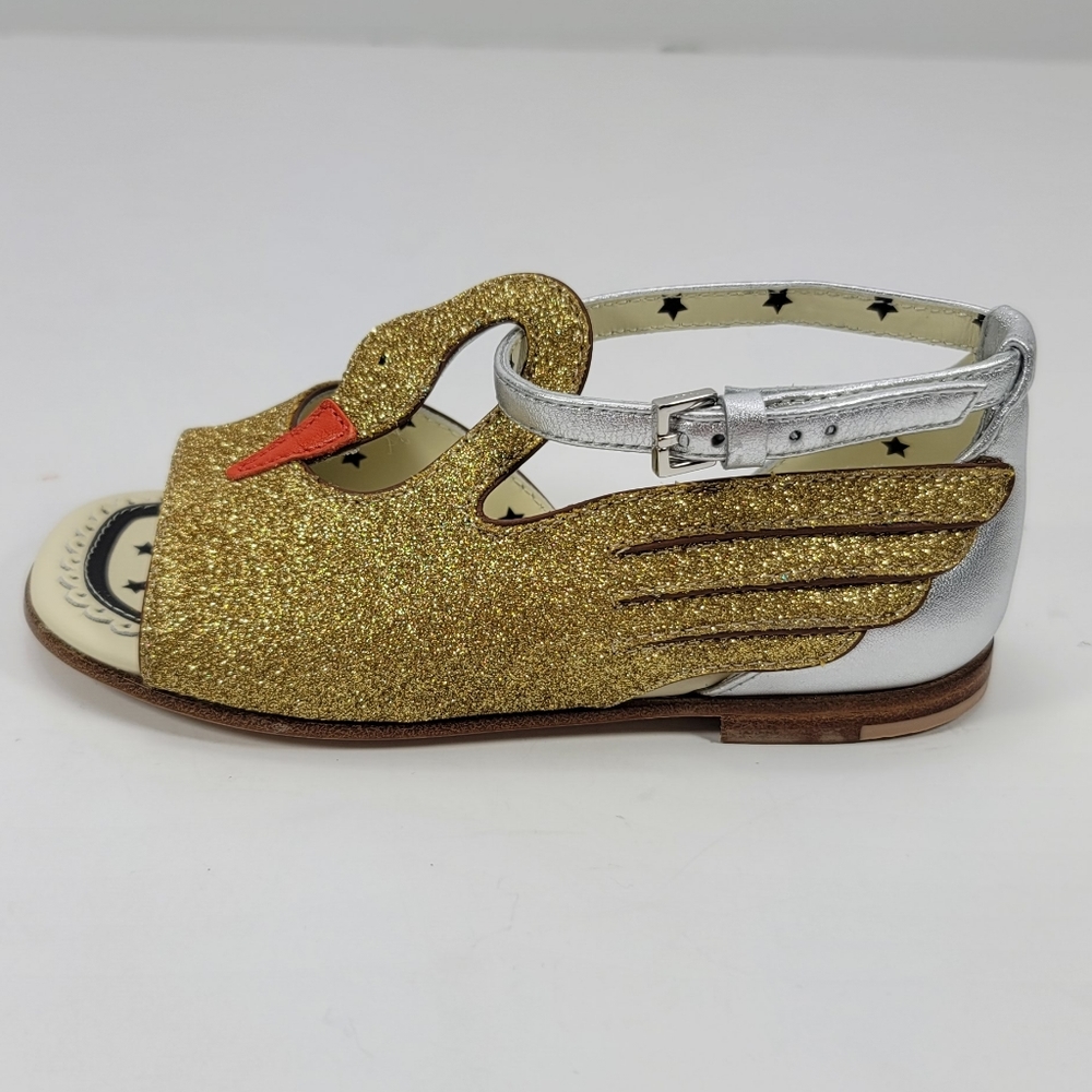 Gucci Kids Gold Swan & Silver Sandals for Girls  - Stunning - Picture 3 of 11
